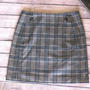 Banana Republic blue/grey button plaid skirt sz 8